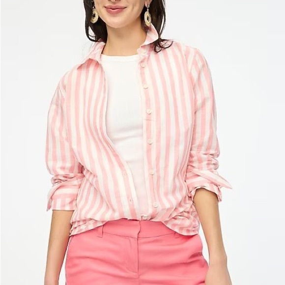 J. Crew Tops - J. Crew Pink & White Button Down